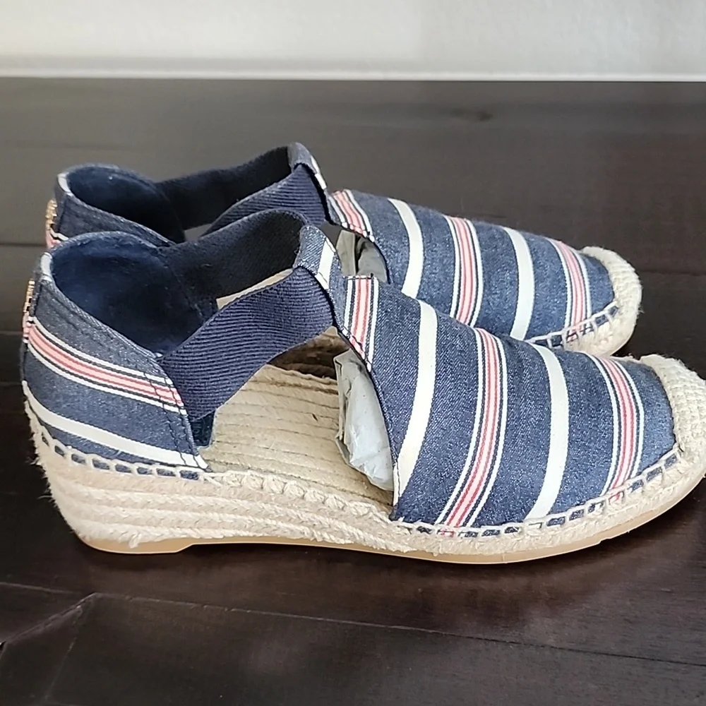 Tory Burch Catalina 3 50mm Espadrille Striped Canvas/Elastic Size 8